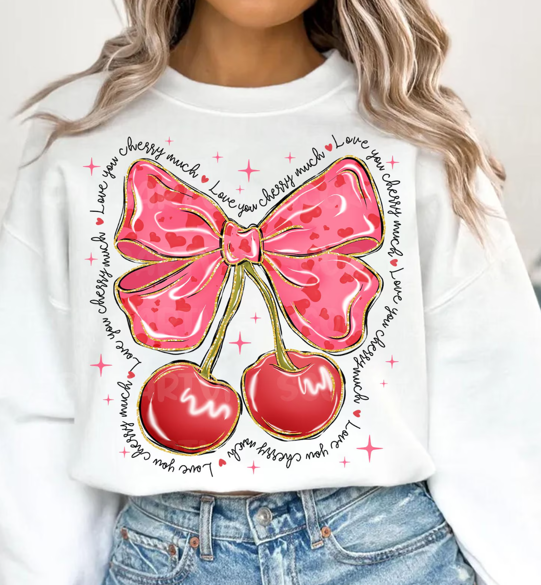Love You Cherry Much Bow T-Shirt or Crew Sweatshirt
