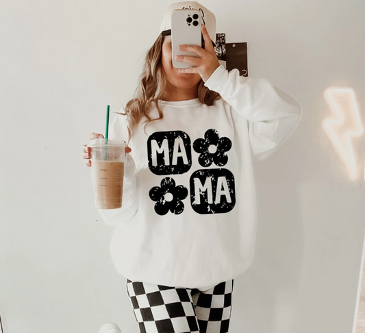 Mama With Flowers T-Shirt or Crew Sweatshirt