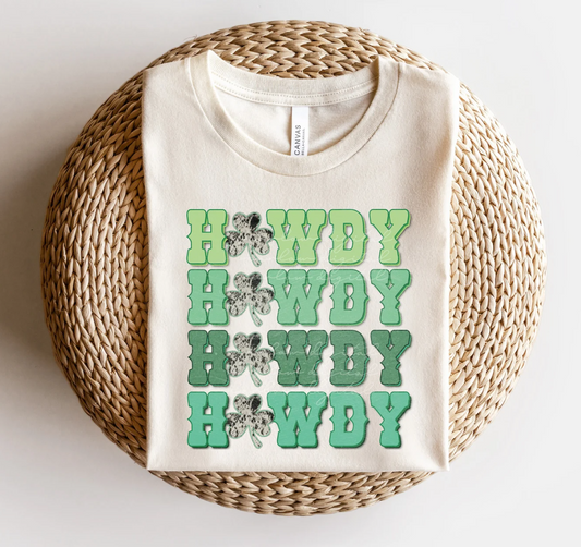 Howdy Cow print Shamrocks T-Shirt or Crew Sweatshirt
