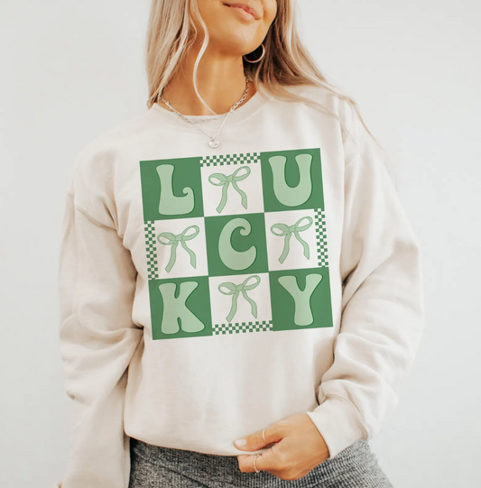 Lucky With Bows T-Shirt or Crew Sweatshirt