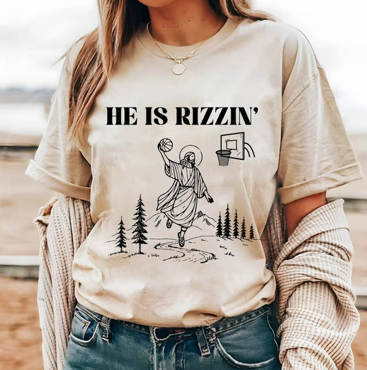 He Is Rizzin' T-Shirt or Crew Sweatshirt