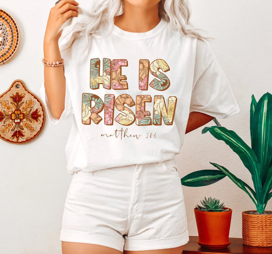He Is Risen Matthew 28:6 T-Shirt or Crew Sweatshirt