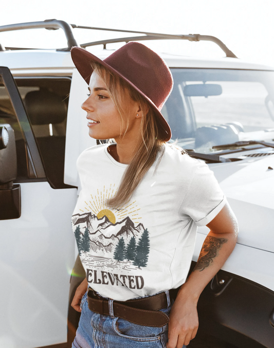 Get Elevated Mountains T-Shirt or Crew Sweatshirt