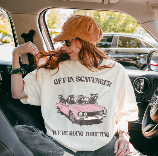 Get In Scavenger We're Going Thrifting T-Shirt or Crew Sweatshirt