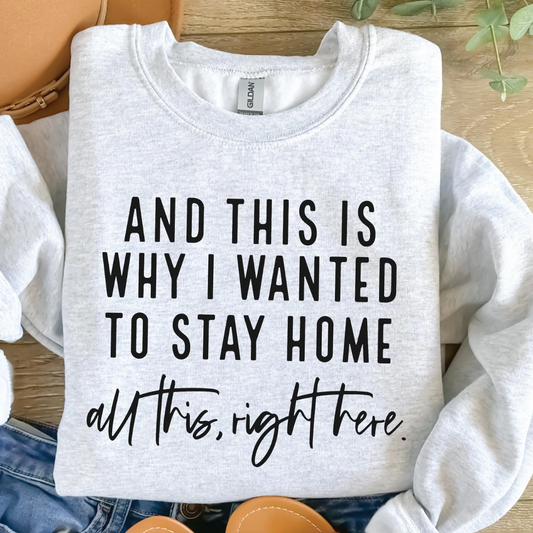 And This Is Why I Wanted To Stay Home All This Right Here T-Shirt or Crew Sweatshirt
