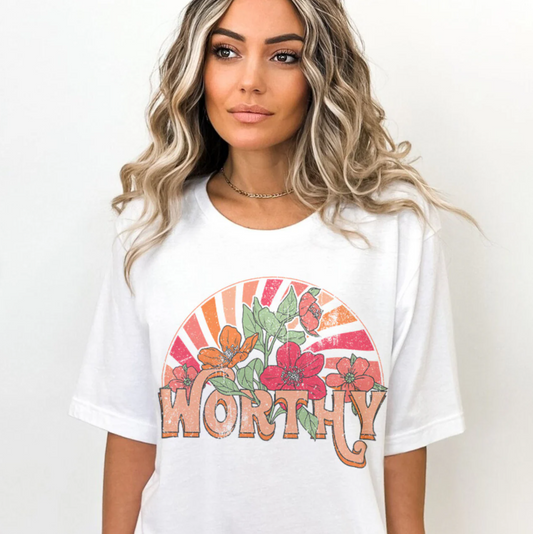 Worthy Floral T-Shirt or Crew Sweatshirt