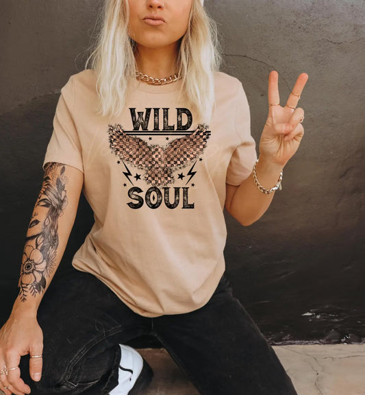 Wild Soul Checkered Eagle T-Shirt or Crew Sweatshirt