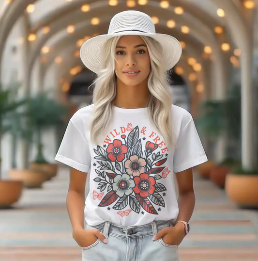 Wild & Free Floral T-Shirt or Crew Sweatshirt