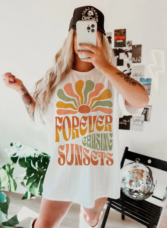 Forever Chasing Sunsets T-Shirt or Crew Sweatshirt