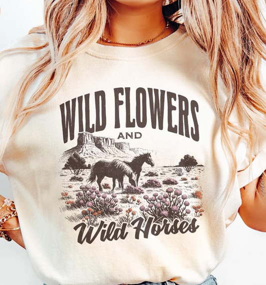 Wild Flowers and Wild Horses T-Shirt or Crew Sweatshirt