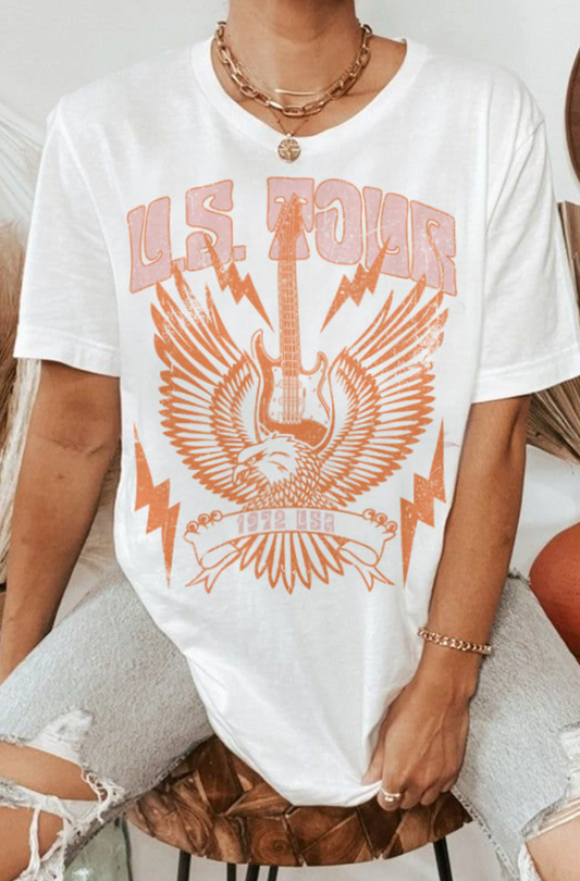 US Tour Guitar T-Shirt or Crew Sweatshirt