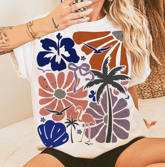 Beach & Flower Collage T-Shirt or Crew Sweatshirt