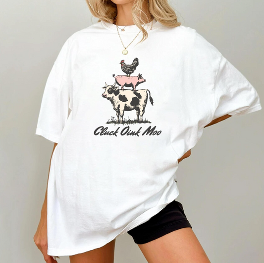 Cluck Oink Moo T-Shirt or Crew Sweatshirt
