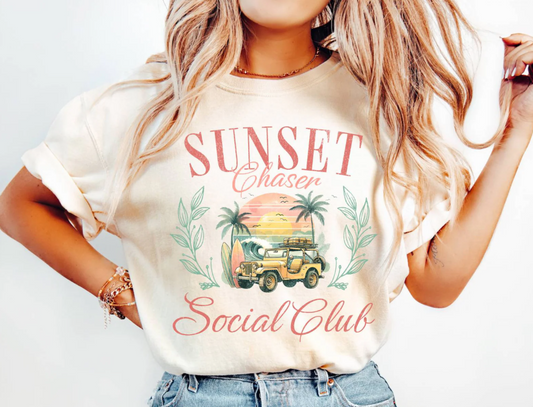 Sunset Chaser Social Club T-Shirt or Crew Sweatshirt