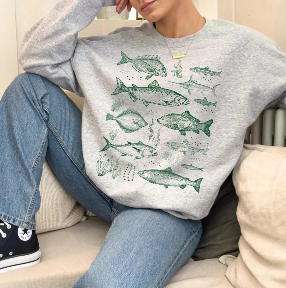 Fish T-Shirt or Crew Sweatshirt