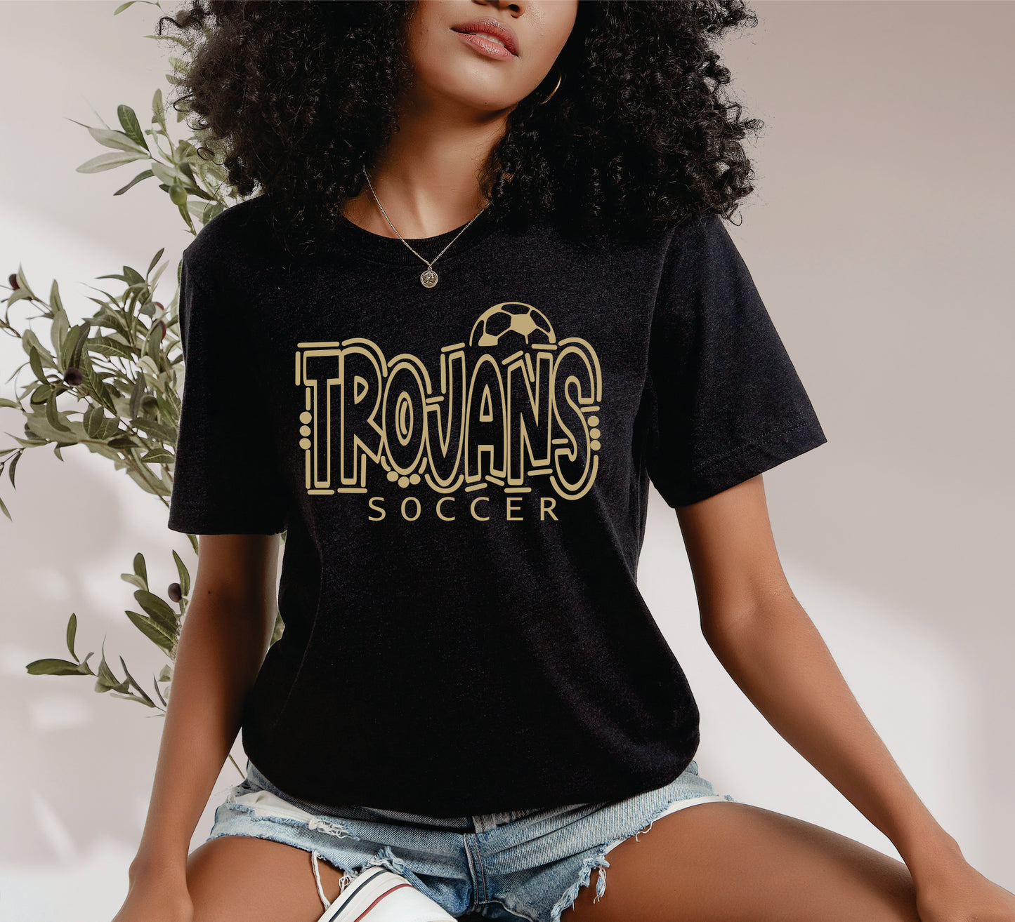 Trojans Rigby Soccer Outline Design Tee or Sweatshirt