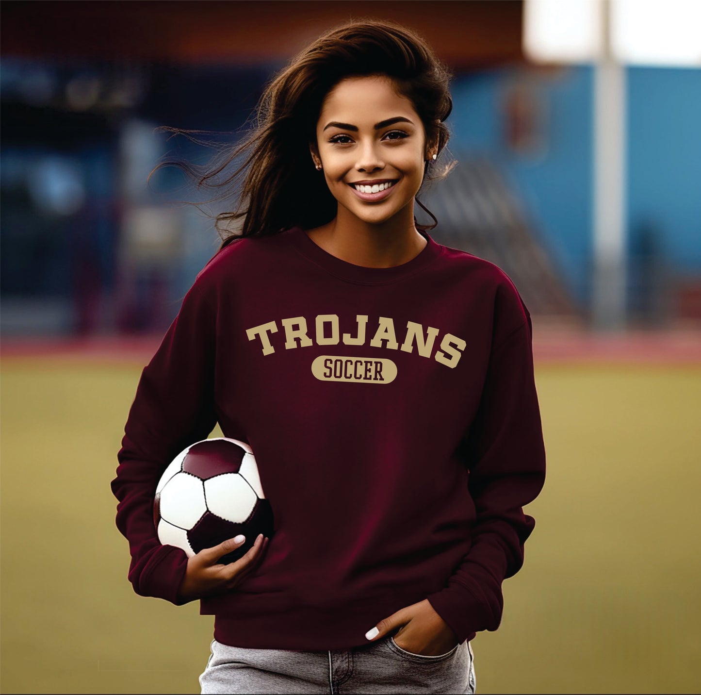 Collegiate Style Trojans Crew Sweatshirt