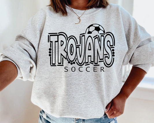 Trojans Rigby Soccer Outline Design Tee or Sweatshirt