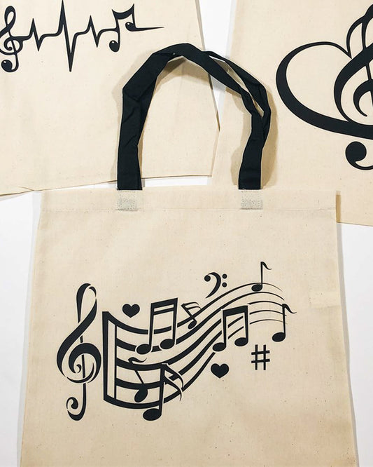 Musical Notes & Hearts Tote Bag
