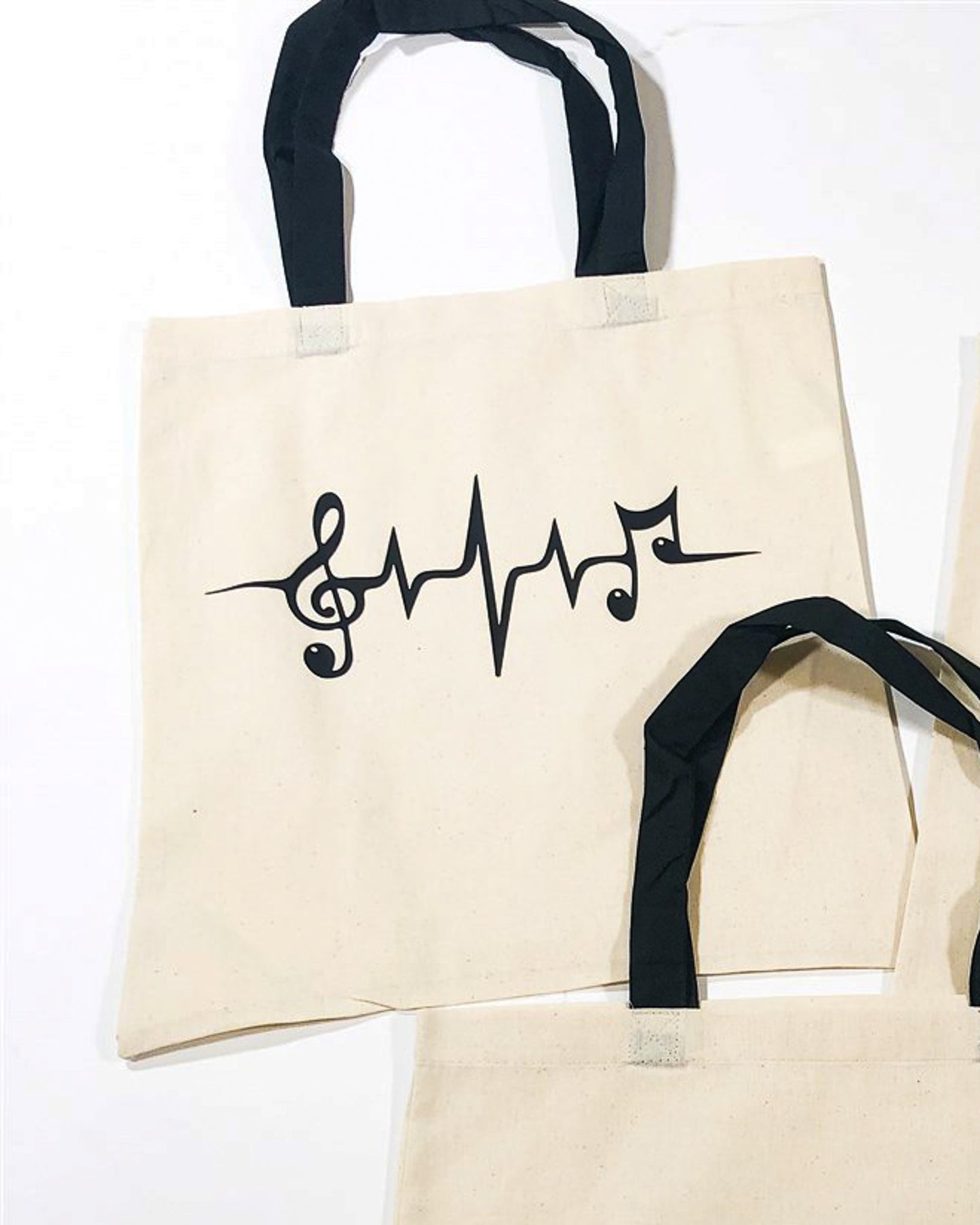 Music Note Heart Rate Tote Bag
