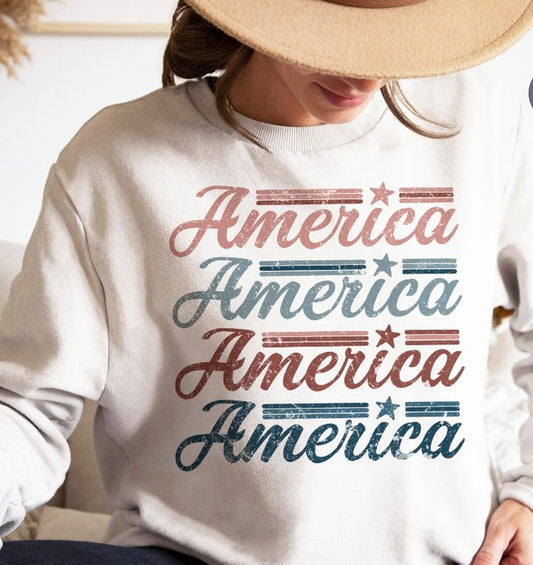 America (Stacked) Crew Sweatshirt