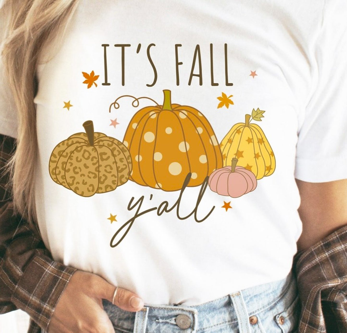 *It's Fall Ya'll With Pumpkins T-Shirt or Crew Sweatshirt