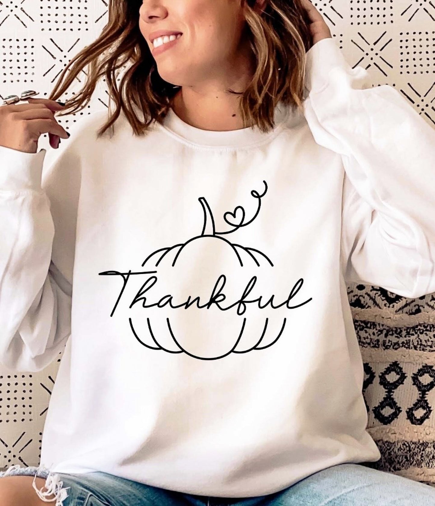 Thankful In Pumpkin Crew Sweatshirt