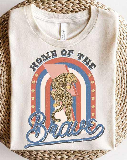 Home Of The Brave With Leopard & Lightning Bolt Tee