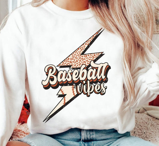 Baseball Vibes Lightning Bolt Crew Sweatshirt