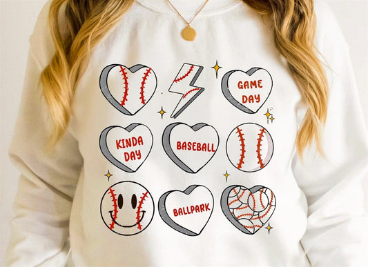 Baseballs Hearts & Lightning Bolts Crew Sweatshirt