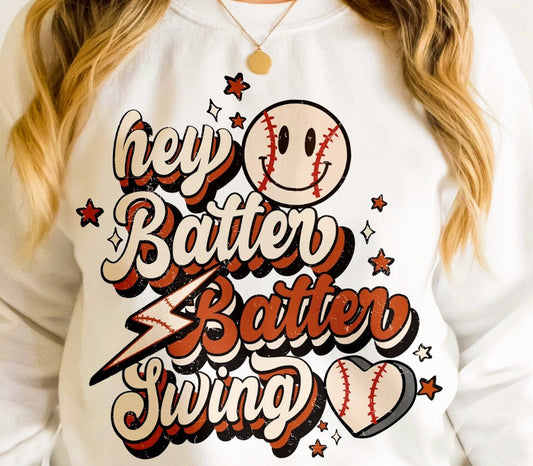 *Baseball Hey Batter Batter Swing Crew Sweatshirt