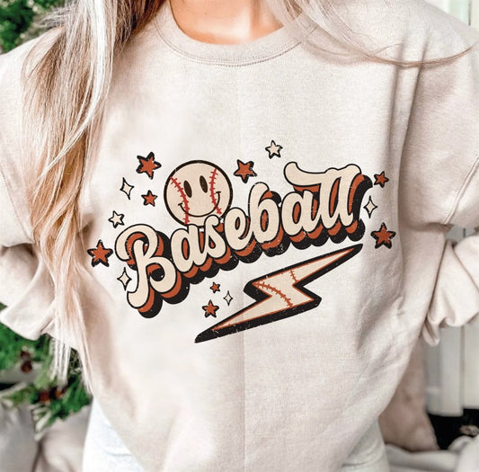 Baseball Lightning Bolt Crew Sweatshirt