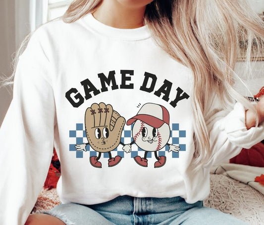 Game Day Glove & Baseball T-Shirt or Crew Sweatshirt