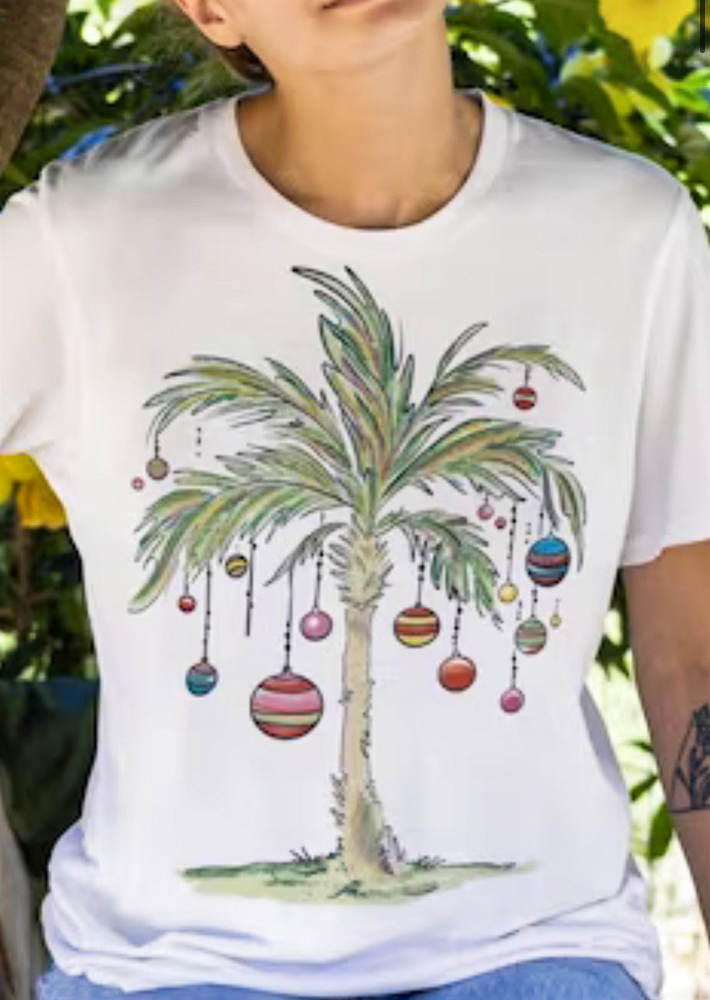 Palm Tree With Ornaments Tee