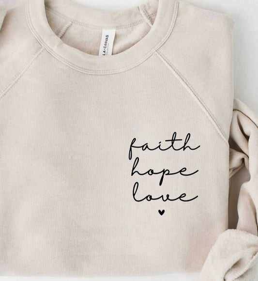 Faith Hope Love Pocket Logo Crew Sweatshirt