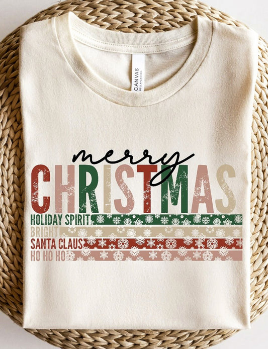 Merry Christmas Holiday Spirit Bright Santa Claus Ho Ho Ho Tee