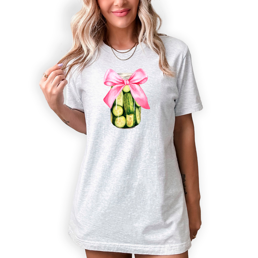 Pickle Jar With Bow T-Shirt or Crew Sweatshirt