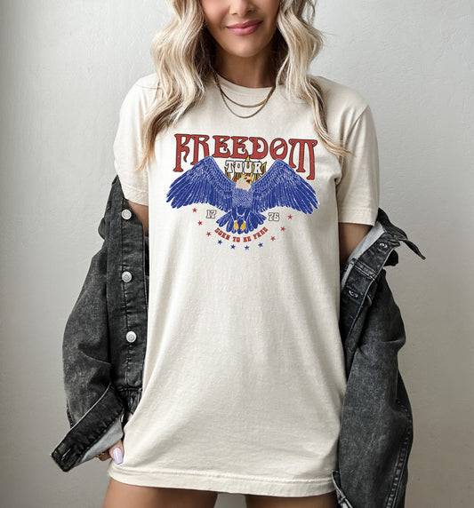 Freedom Tour 1776 Born To Be Free With Blue Eagle T-Shirt or Crew Sweatshirt