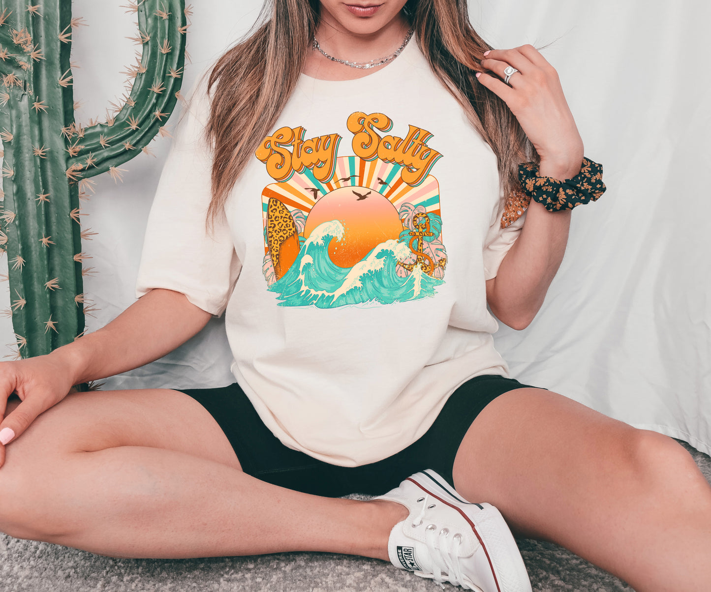 Stay Salty Sun With Waves T-Shirt or Crew Sweatshirt