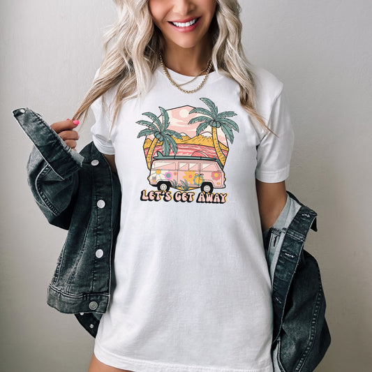 Let's Get Away With Van & Palm Trees T-Shirt or Crew Sweatshirt