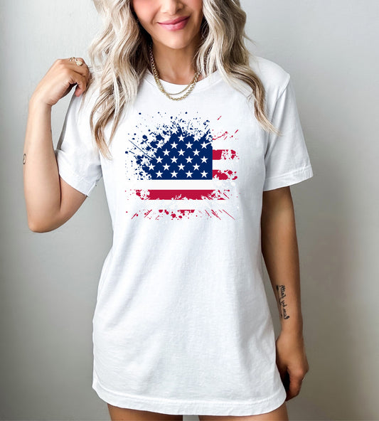 American Flag Paint Splatter T-Shirt or Crew Sweatshirt