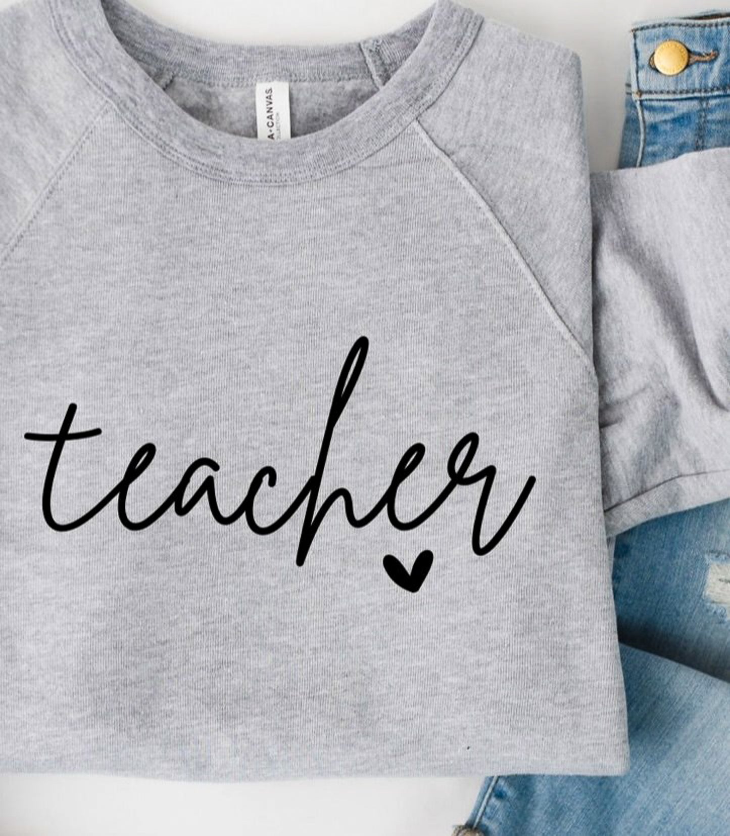 Teacher Heart Crew Sweatshirt