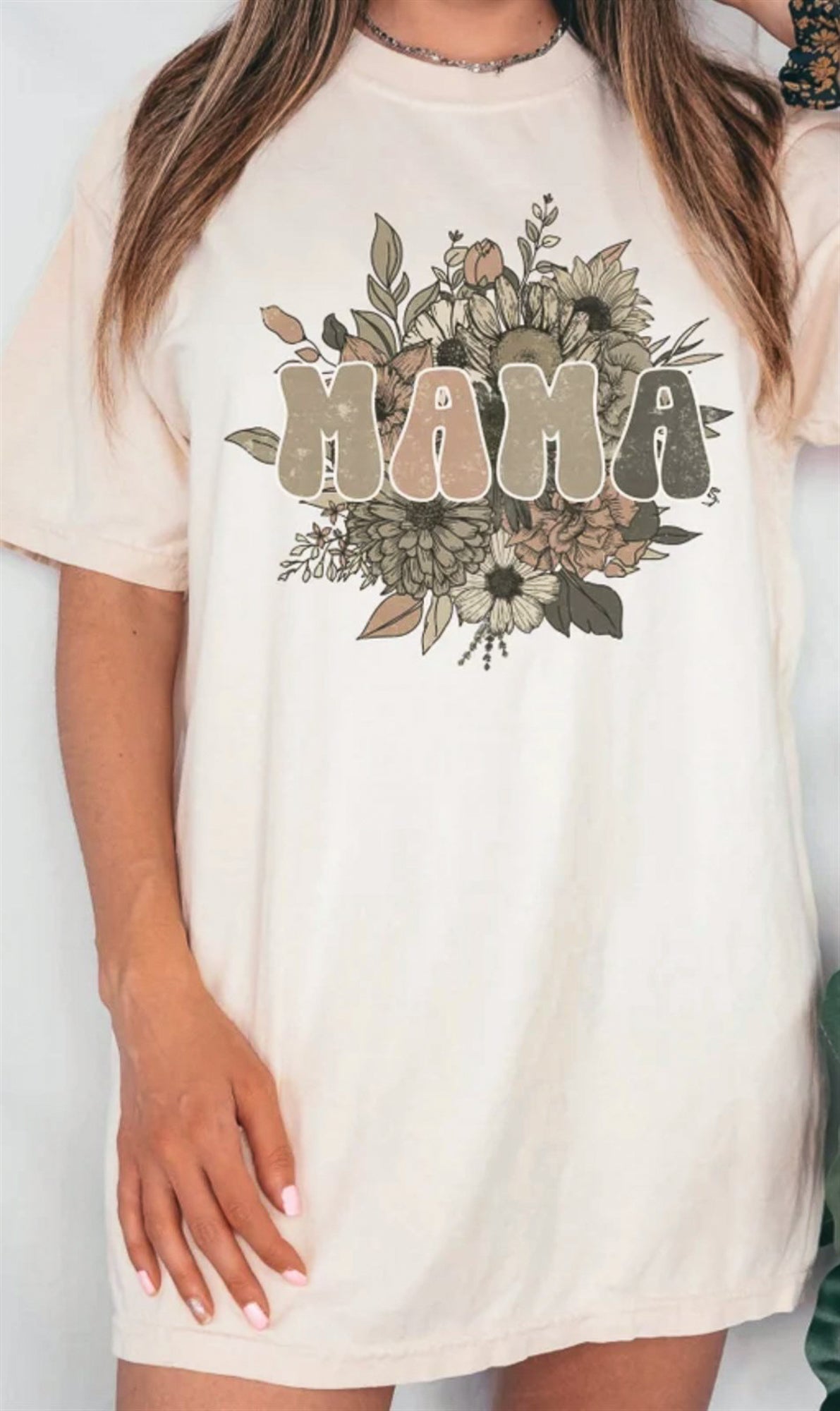 Mama With Flowers T-Shirt or Crew Sweatshirt