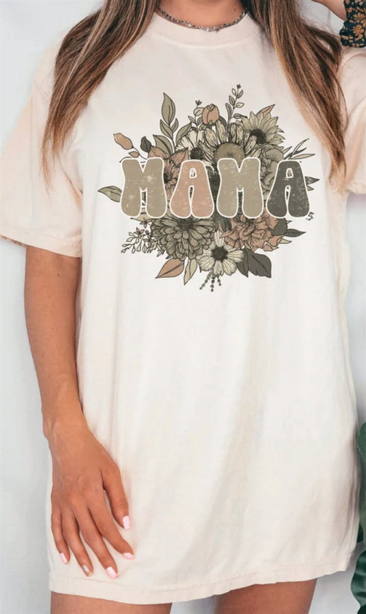 Mama With Flowers T-Shirt or Crew Sweatshirt