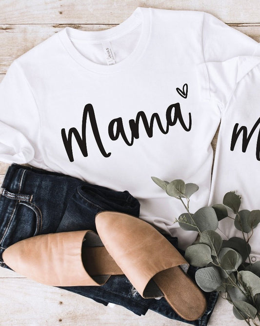 Mama With Heart T-Shirt or Crew Sweatshirt