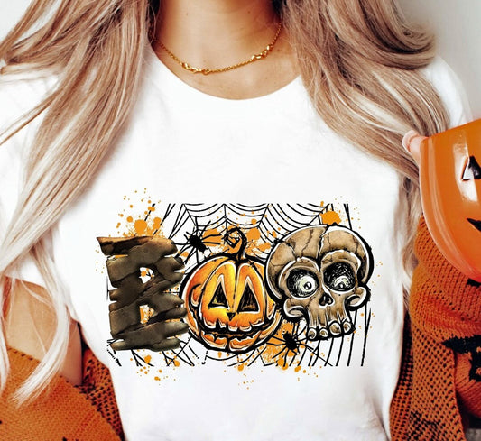 Boo With Jack-O-Lantern & Skull Tee