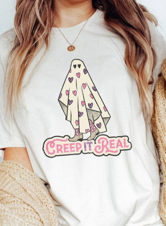 Creep It Real Ghost With Hearts Tee