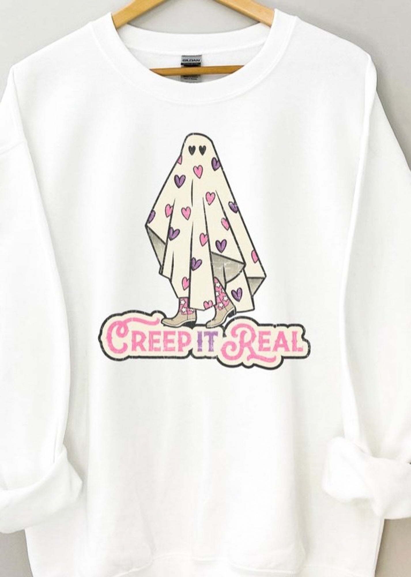 Creep It Real Heart Ghost Crew Sweatshirt