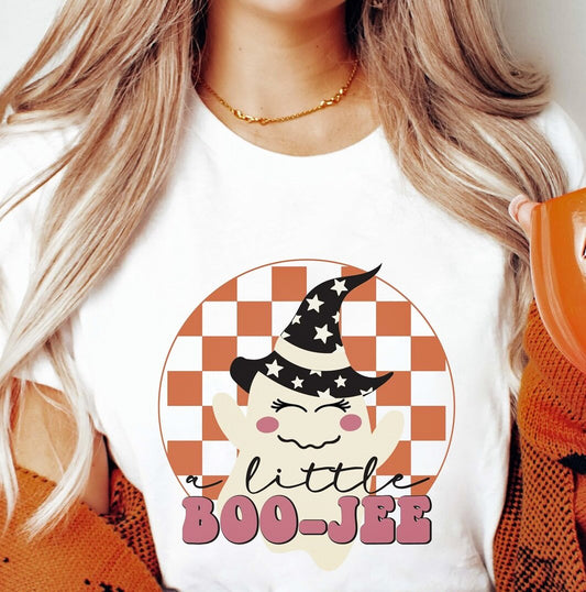 A Little Boo-Jee Ghost In Checkered Circle Tee