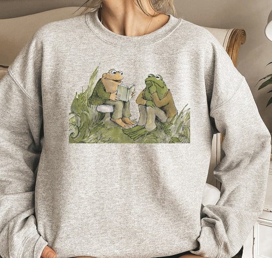 Frog & Toad Reading In The Grass Crew Sweatshirt